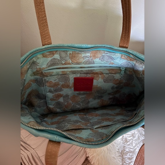 HOBO Blue and Tan Shoulder Bag with Glossy Finish - Picture 2 of 3